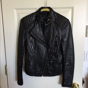 Bernardo Lambskin Leather Jacket Black Petite XSP‎